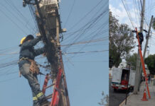 Supervisan trabajos de retiro de cableado en desuso en Puebla Capital