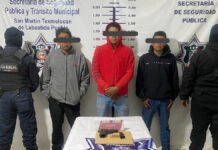 SSP de Texmelucan detiene a tres hombres con arma de fuego