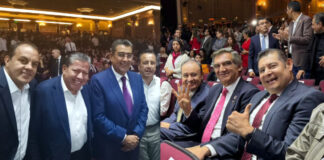 Sergio Salomón y Armenta acompañan a Sheinbaum en entrega de constancia