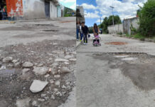 Vecinos reportan baches en calles Unidad San Ángel