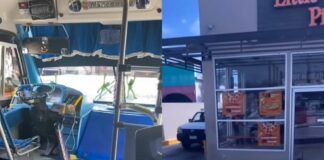 Microbusero se para a comprar pizza; se vuelve viral