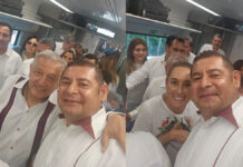 Armenta acompaña a AMLO y Sheinbaum en recorrido del Tren Maya
