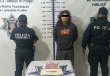 SSP Texmelucan detiene a sujeto por agresión con un cuchillo