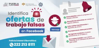 Alerta SSP sobre ofertas de trabajo falsas en Facebook