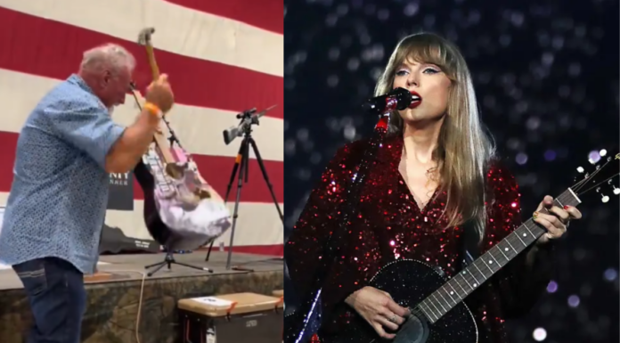 Hombre compra y destruye guitarra autografiada por Taylor Swift