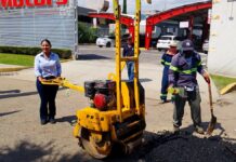 Lupita Cuautle inicia programa de bacheo en San Andrés Cholula