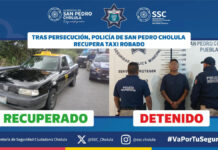 SSC de San Pedro Cholula recupera taxi robado tras persecución
