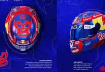 Checo Pérez presenta su casco para el GP de México