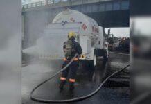 Fuga en pipa de gas ocasiona cierre de la México-Puebla