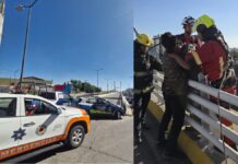 Evitan que hombre se lance de puente en bulevar 5 de Mayo