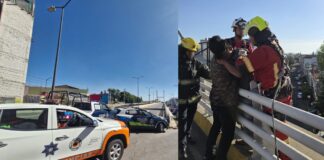 Evitan que hombre se lance de puente en bulevar 5 de Mayo