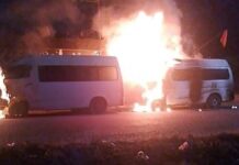 Incendian cuatro unidades de la ruta Malacatepec en Ocoyucan