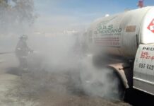Se incendia pipa de gas en San Martín Texmelucan