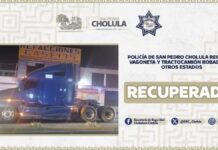 SSC Cholula recupera vagoneta y tractocamión robados en otros estados