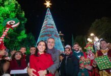 Pepe Chedraui y MariElise encienden Árbol de Navidad en el Zócalo