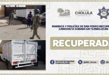 Policías de San Pedro Cholula recuperan camioneta robada en San Martín