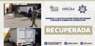Policías de San Pedro Cholula recuperan camioneta robada en San Martín