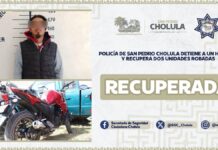 Detienen a hombre con motocicleta robada en San Pedro Cholula