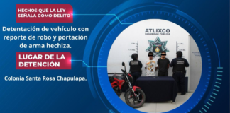 Detienen a dos por portación de arma y robo de motocicleta en Atlixco