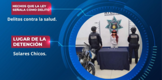 Arrestan a mujer por posesión de estupefacientes en Atlixco