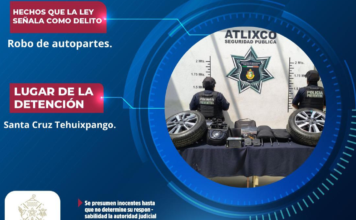 Frustan robo de autopartes en Atlixco