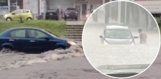 Fuerte lluvia con granizo provoca inundaciones y caos vial en Puebla