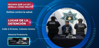 Detienen a joven por posesión de sustancias ilícitas en Atlixco