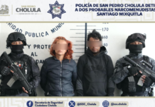 Detienen a pareja por narcomenudeo en San Pedro Cholula