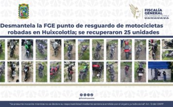 Desmantelan almacén clandestino con 25 motos robadas en Huixcolotla