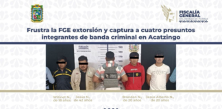 Capturan a cuatro presuntos integrantes de banda criminal en Acatzingo