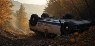 Patrulla vuelca y cae a barranco en la Mixteca Poblana