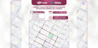 Siguen cierres viales en Puebla por festividad de la Virgen del Carmen