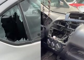 Dan cristalazo y roban estéreo de auto en centro comercial de Puebla