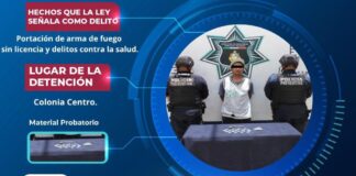 Detienen en Atlixco a hombre con arma y 18 bolsas de droga