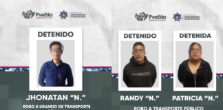 Aseguran a tres por robo a pasajeros en colonias de Puebla