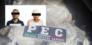 Arrestan a pareja por transportar 55 kg de cristal en Guanajuato
