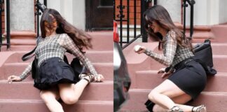 Anne Hathaway cae de escaleras en grabación de El diablo viste a la moda 2