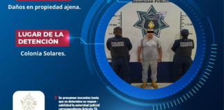 Detienen a responsable de daños en propiedad ajena en Atlixco