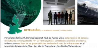 SSPC confirma captura de presunto líder huachicolero en Puebla
