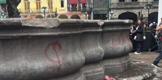 Segob reprueba daños a la Fuente de San Miguel