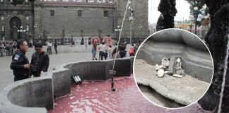 Detienen a cuatro mujeres por vandalizar fuente del Zócalo de Puebla