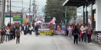 Marcha de la 28 de Octubre paraliza vialidades y suspende servicio de RUTA