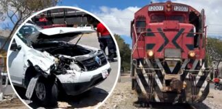 Conductor intenta ganarle el paso a tren en Tehuacán y termina lesionado