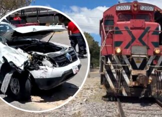 Conductor intenta ganarle el paso a tren en Tehuacán y termina lesionado