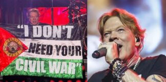 Axl Rose alza bandera palestina en concierto de Guns N’ Roses