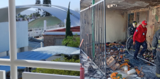 Protección Civil de Puebla atiende caída de techo e incendio