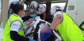 Realizan traslado aéreo de mujer con complicaciones postparto en Puebla