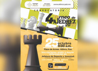 Atlixco convoca al Cuarto Torneo de Ajedrez 2025