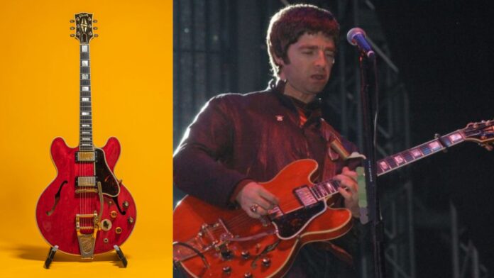 La Gibson ES-355 roja, propiedad de Noel Gallagher y dañada por Liam Gallagher durante la pelea que precipitaría la separación de Oasis en 2009, se vendió en una subasta en Londres por 289,800 libras, equivalentes a 386,416 dólares.