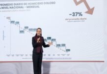 Homicidios dolosos disminuyen 37% en primer año de Sheinbaum